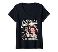 Donna Team Jeremiah I'll Die On That Hill Escursionismo Team Jerem Maglietta con Collo a V