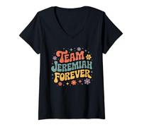 Donna Team Jeremiah Retro Vintage Groovy Flower Power Vibes Retro Maglietta con Collo a V