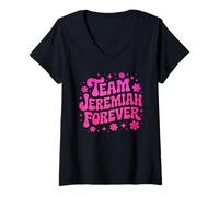 Donna Team Jeremiah Retro Vintage Groovy Flower Power Vibes Retro Maglietta con Collo a V