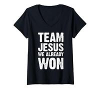 Donna Team Jesus Abbiamo già Vinto Maglietta con Collo a V