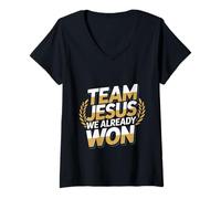 Donna Team Jesus We Already Won Spiritual Winner Victory - Maglietta con Collo a V