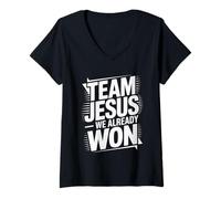 Donna Team Jesus We Already Won Spiritual Winner Victory - Maglietta con Collo a V