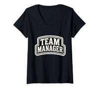 Donna Team Manager Varsity Style Text Uomo Donna Maglietta con Collo a V