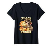 Donna Team Punch La Scimmia Maglietta con Collo a V