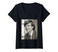 Donna Tech Giant Bill Gates 1987 Ritratto di Dick Barnatt Maglietta con Collo a V