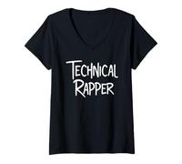 Donna Technical Rapper Rap Bars Hip Hop MC Writer Rapping Costume Maglietta con Collo a V