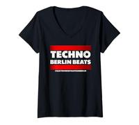 Donna "Techno, Berlin Beats", Music, Techno Music Maglietta con Collo a V