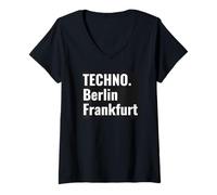 Donna Techno Berlin Frankurt. Gechenk per i fan di Techno. Maglietta con Collo a V