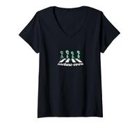 Donna Techno Crew - Top Techno Rave Outfit Festival EDM Party Maglietta con Collo a V