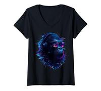 Donna Techno House Electro Minimal Goa Psy Trance Acid Rave DnB Maglietta con Collo a V