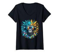 Donna Techno House Electro Minimal Goa Psy Trance Acid Rave DnB Maglietta con Collo a V