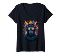 Donna Techno House Electro Minimal Goa Psy Trance Acid Rave DnB Maglietta con Collo a V