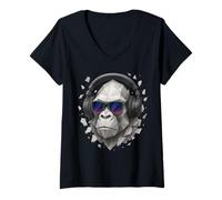 Donna Techno House Electro Minimal Goa Psy Trance Acid Rave DnB Maglietta con Collo a V
