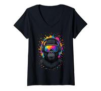 Donna Techno House Electro Minimal Goa Psy Trance Acid Rave DnB Maglietta con Collo a V
