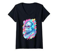 Donna Techno House Electro Minimal Goa Psy Trance Acid Rave DnB Maglietta con Collo a V