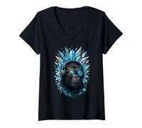 Donna Techno House Electro Minimal Goa Psy Trance Acid Rave DnB Maglietta con Collo a V