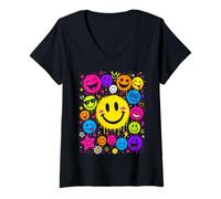 Donna Techno House Electro Minimal Goa Psy Trance Electronic Music Maglietta con Collo a V