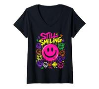 Donna Techno House Electro Minimal Goa Psy Trance Musica Elettronica Maglietta con Collo a V