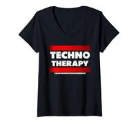 Donna "Techno Therapy", Music, Techno Music Maglietta con Collo a V