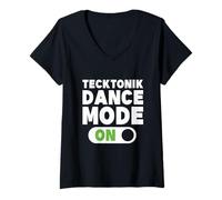 Donna Tecktonik Dance Mode On - Stile Danza metà Anni 2000 Maglietta con Collo a V