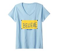 Donna Ted Lasso Believe Sign Maglietta con Collo a V