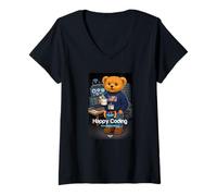 Donna Teddy Bear Happy Coding, Just a Boy Who Loves Coding Maglietta con Collo a V