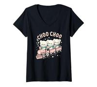 Donna Teddy Bears Choo Choo Train, civetta color pastello per bambini, abbinata Maglietta con Collo a V