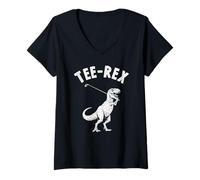 Donna Tee-Rex Dinosaur Golfer Meme Maglietta con Collo a V