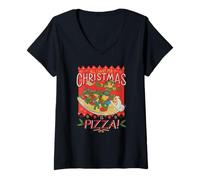 Donna Teenage Mutant Ninja Turtles all I Want 4 Christmas Is Pizza Maglietta con Collo a V