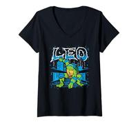 Donna Teenage Mutant Ninja Turtles City Night Leo Cartoon Maglietta con Collo a V