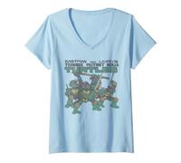 Donna Teenage Mutant Ninja Turtles Comic Group And Logo Maglietta con Collo a V