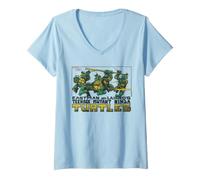Donna Teenage Mutant Ninja Turtles Leaping Over Logo Maglietta con Collo a V