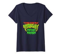 Donna Teenage Mutant Ninja Turtles Mutant Mayhem Front Back Maglietta con Collo a V