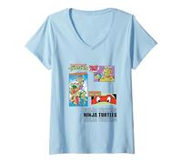 Donna Teenage Mutant Ninja Turtles Pizza Time Comic Box Up Maglietta con Collo a V