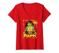 Donna Teenage Mutant Ninja Turtles Raph Seeing Red Cartoon Maglietta con Collo a V