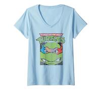 Donna Teenage Mutant Ninja Turtles Split Faces Maglietta con Collo a V