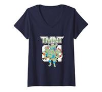 Donna Teenage Mutant Ninja Turtles TMNT Group Shot Maglietta con Collo a V