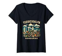 Donna Tegucigalpa Honduras Skyline Leon Guardabarranco Torogoz 505 Maglietta con Collo a V