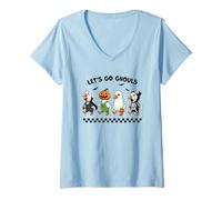 Donna Tema Halloween Let's Go Ghouls Duck Maglietta con Collo a V