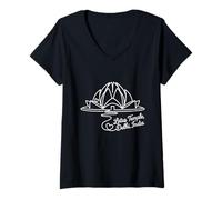 Donna Tempio del loto, Delhi, India Signature Heart Art Souvenir Maglietta con Collo a V