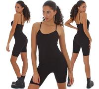 Donna Tempo Libero Overall Bretelline Fine a Costine Scollo A V Pantaloncini