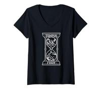 Donna Tempus Fugit Time Flies Tatuaggio Tradizionale Americano Maglietta con Collo a V
