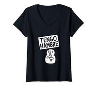 Donna Tengo Hambre Carino I'm Hungry! Segno Maglietta con Collo a V