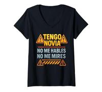 Donna Tengo Novia Latina Toxica No Me Hables Chula Mujer Mexicana Maglietta con Collo a V
