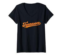 Donna Tennessee Bold Orange Script State Pride Men's Women's Kids Maglietta con Collo a V