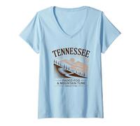 Donna Tennessee Faded Fog Mountain Tune dal 1796 Maglietta con Collo a V