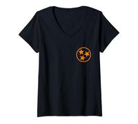 Donna Tennessee Flag, Vintage Tennessee Tri-Star Maglietta con Collo a V