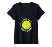 Donna Tennis Hair Don't Care Sport con la palla Maglietta con Collo a V