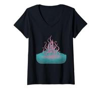 Donna Tentacle Castle Rising Sea Witch House Maglietta con Collo a V