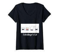 Donna Teoria del gatto di Schrödinger Tee Sovrapposizione quantistica Maglietta con Collo a V